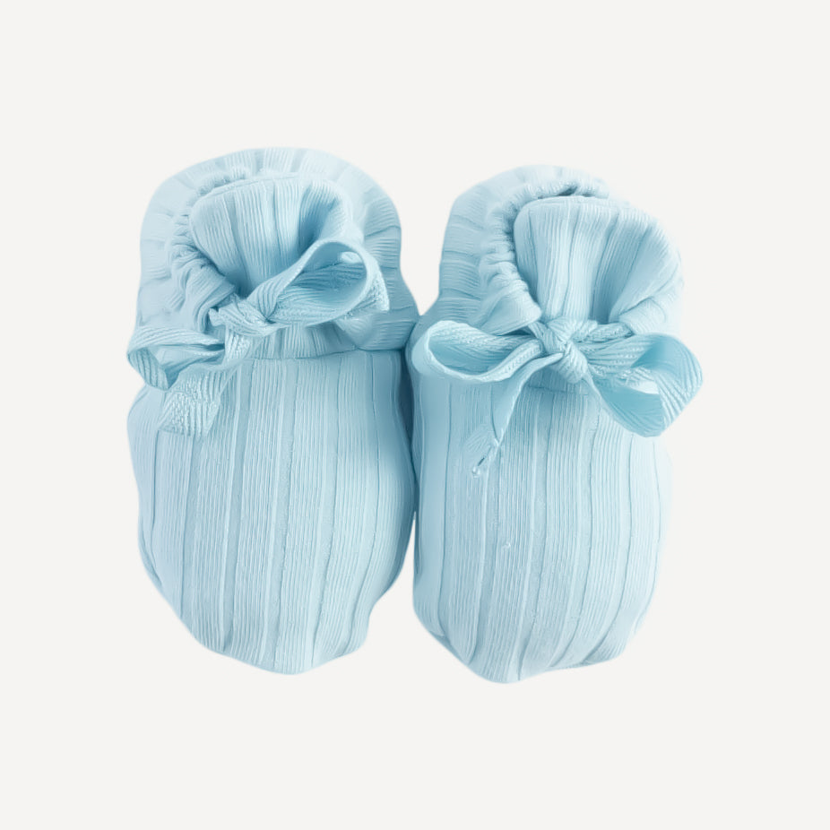 tie booties | blue | organic cotton wide rib