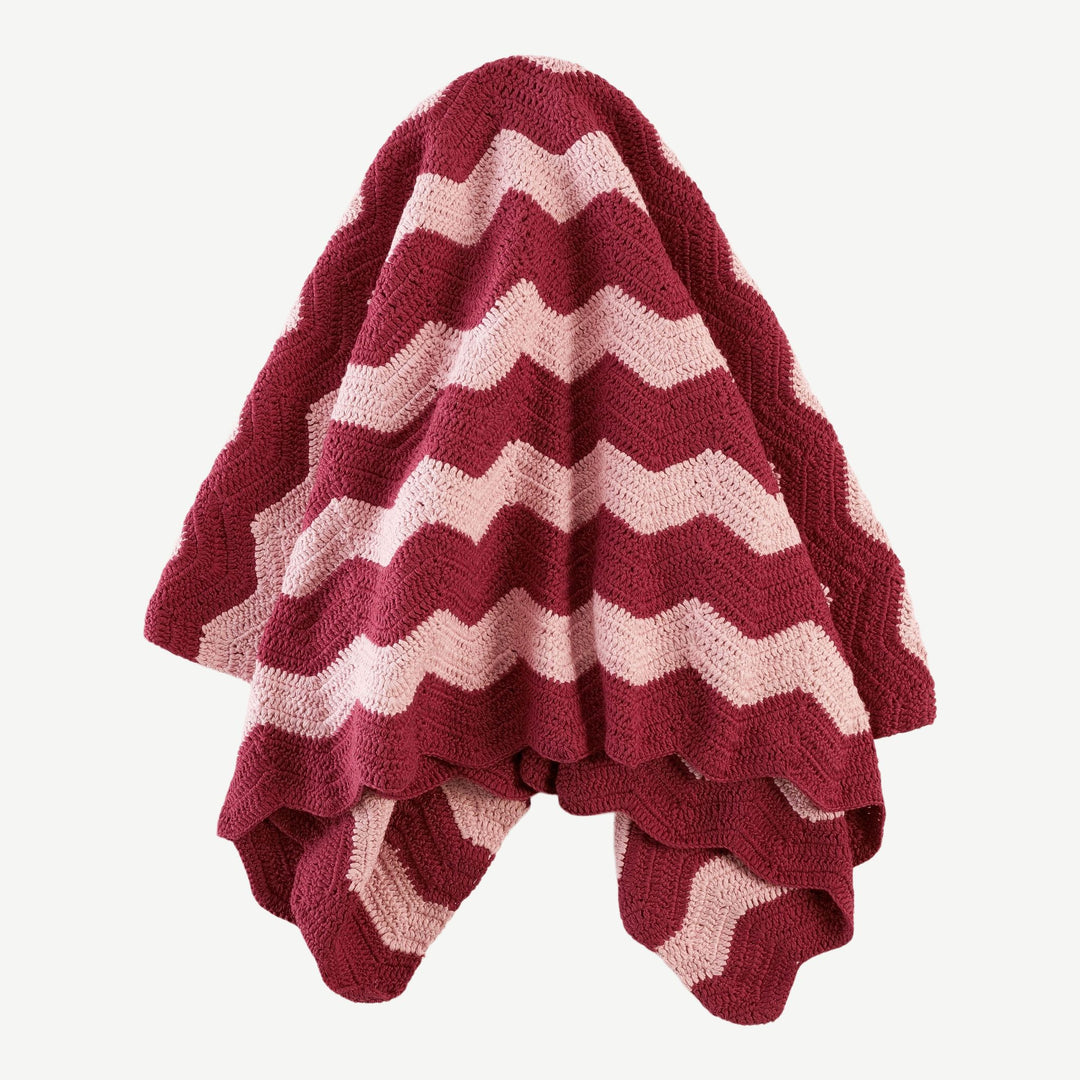 chevron blanket | cranberry rose | organic cotton crochet