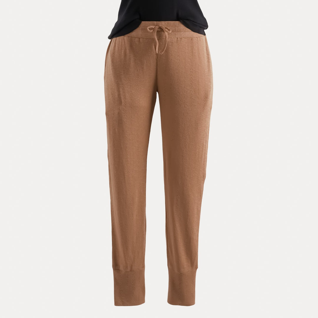womens jogger | toasted nut | organic cotton pointelle