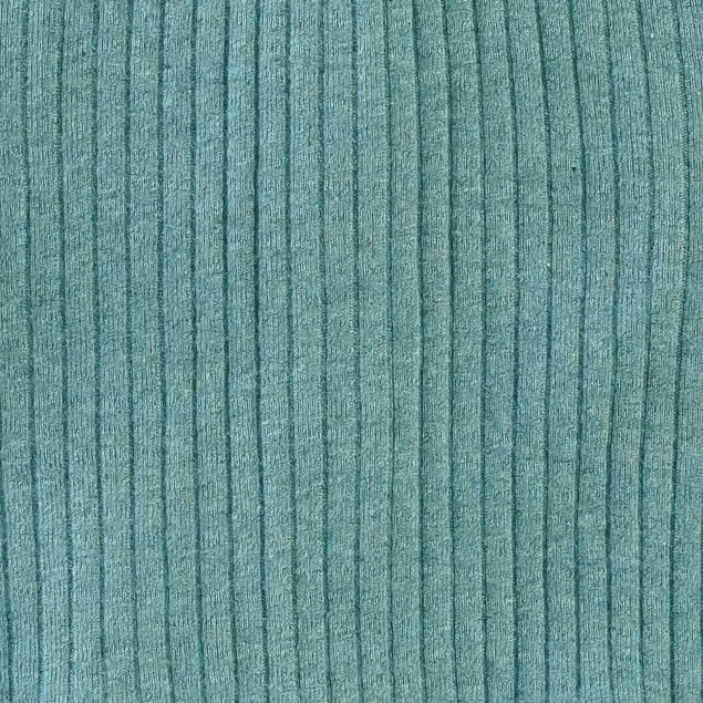 short sleeve drop waist gathered top | turquoise sea | melange rib