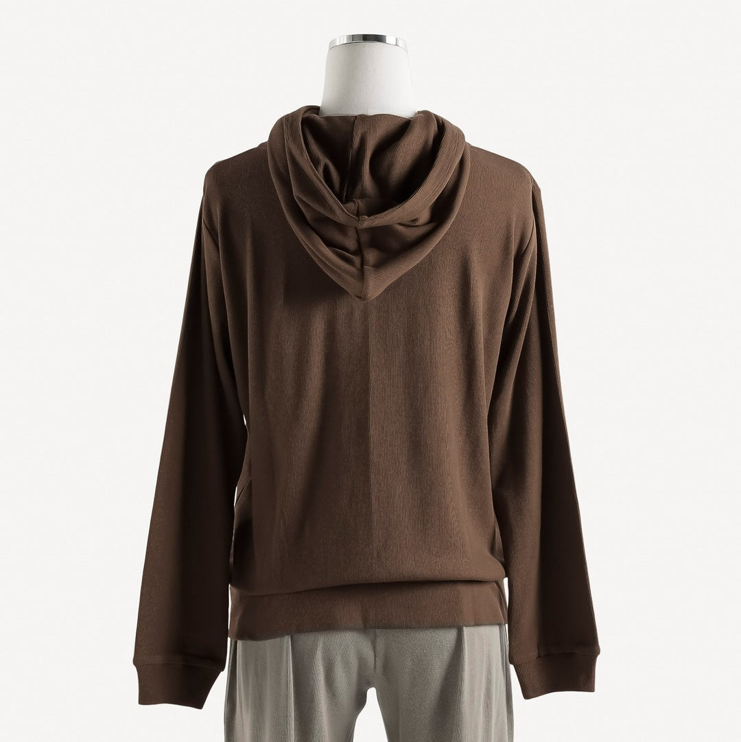 womens hoodie | fudge | organic cotton skinny rib
