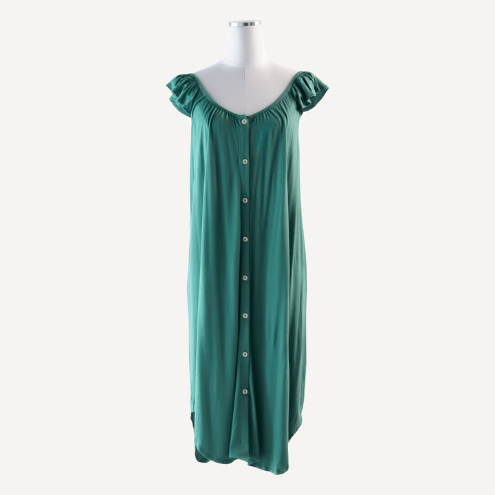 womens ruffle button dress | deep turquoise | lenzing modal