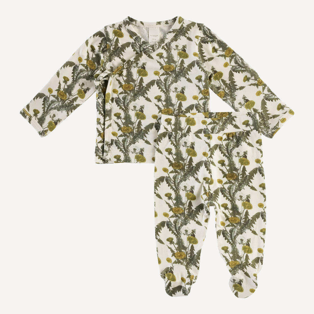 long sleeve wrap top and footed pant set | dandelion | beechwood modal