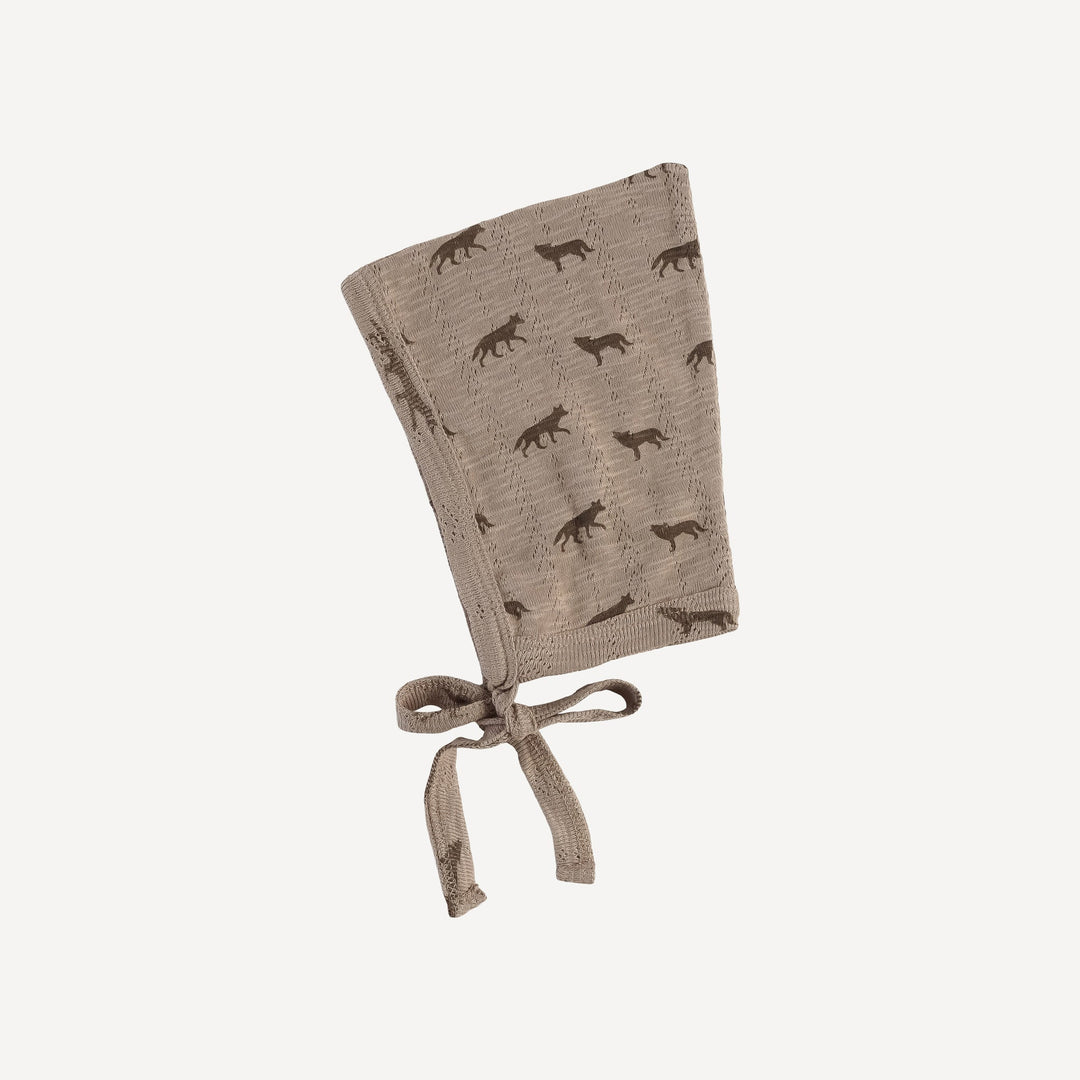 elf hat | tiny chocolate coyote | organic cotton pointelle