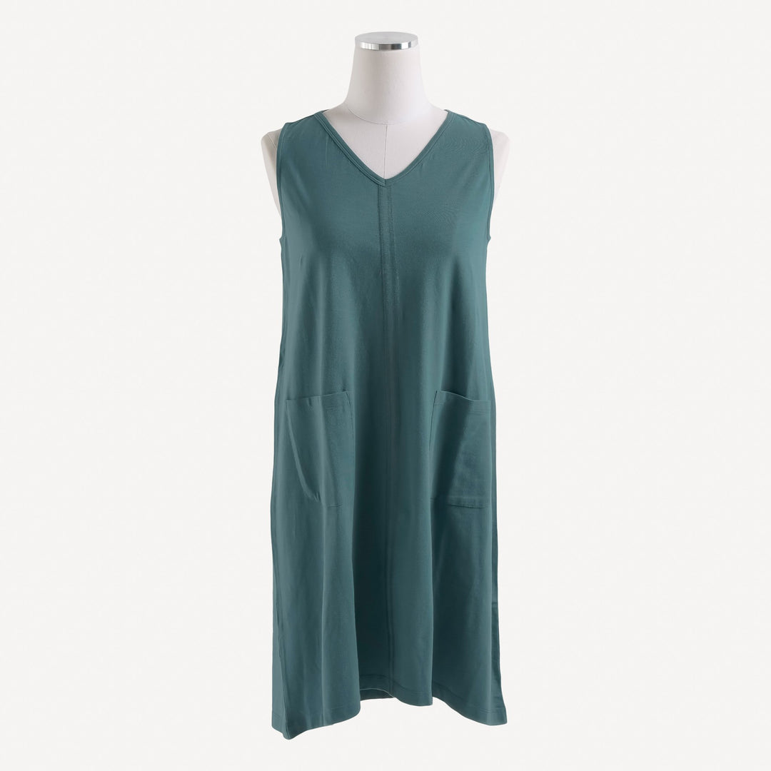 womens v-neck sleeveless dress | goblin | organic cotton slub