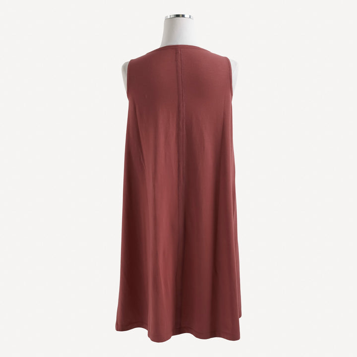 womens v-neck sleeveless dress | brick | organic cotton slub