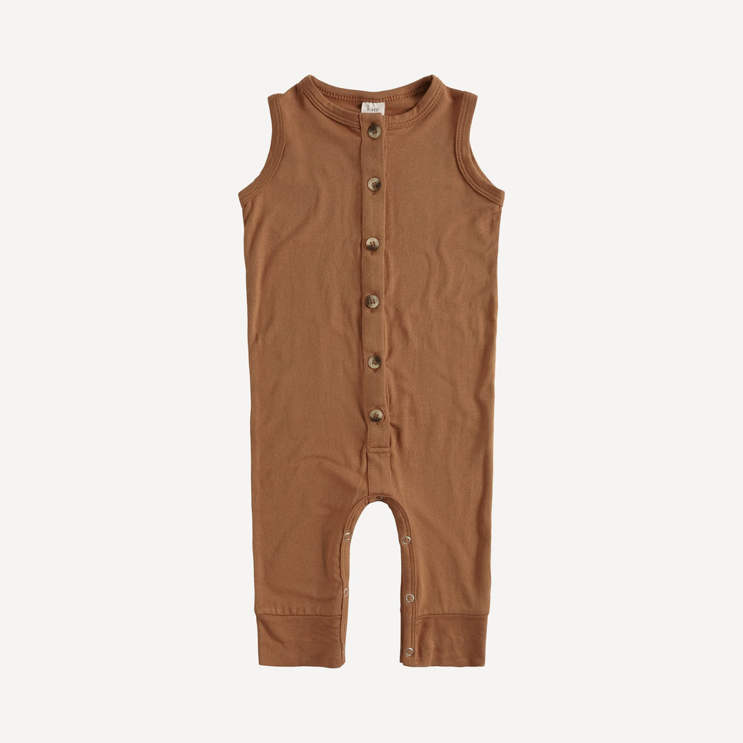 sleeveless button sport jumpsuit | argan | bamboo