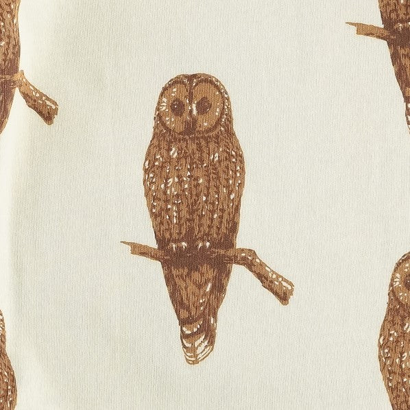 long sleeve essential crew neck tee | copper owls | raw edge organic cotton