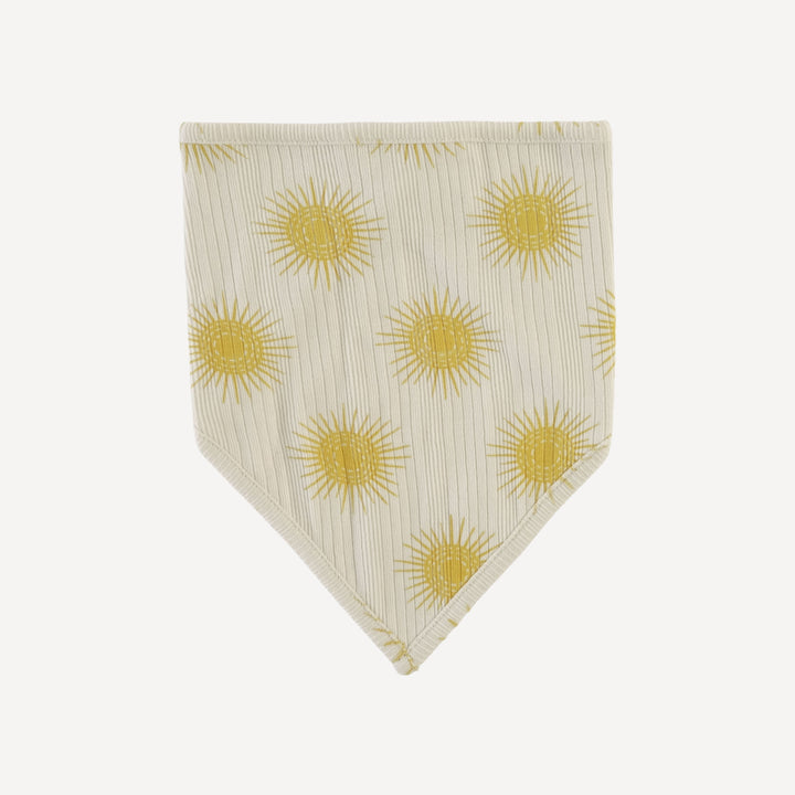 bandana bib | stamped tiny jojoba sun | organic cotton multi rib
