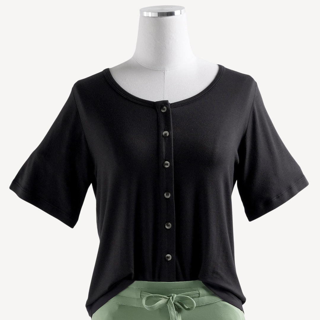 women's button cardigan | black | bamboo