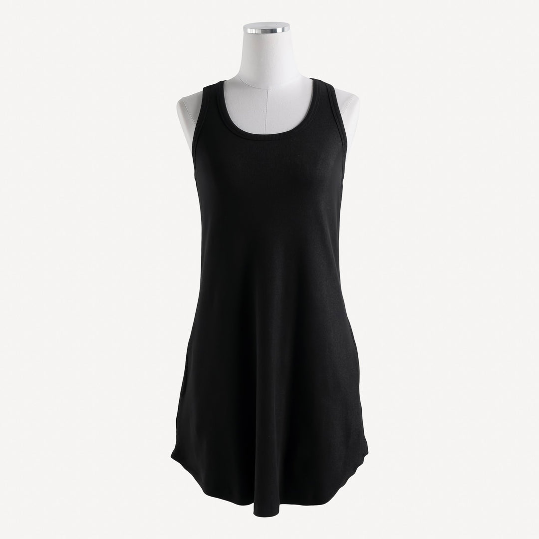 womens tank nightie | black | organic cotton skinny rib