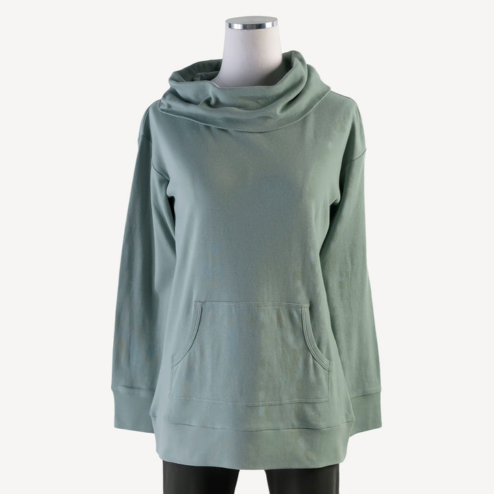 womens cowl neck kanga top | jadeite | organic cotton interlock