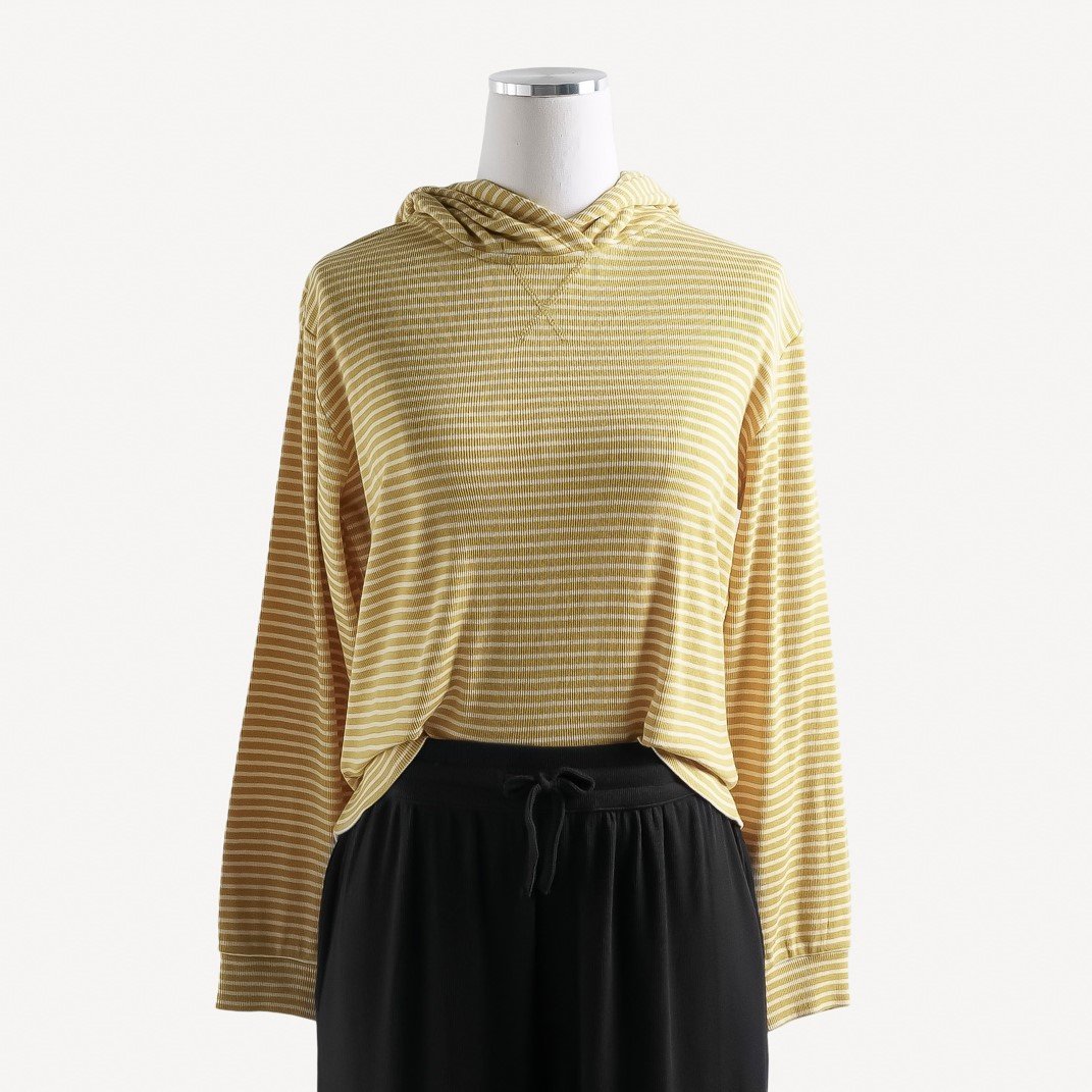 womens hoodie | fall leaf little stripe | organic cotton skinny rib