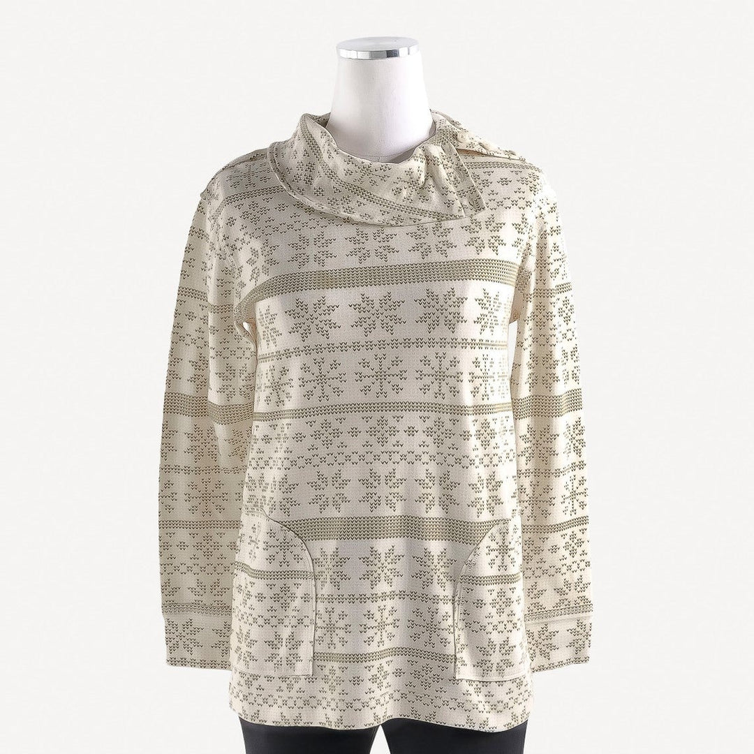 womens lounge top | fennel nordic snowflake | raw edge organic cotton