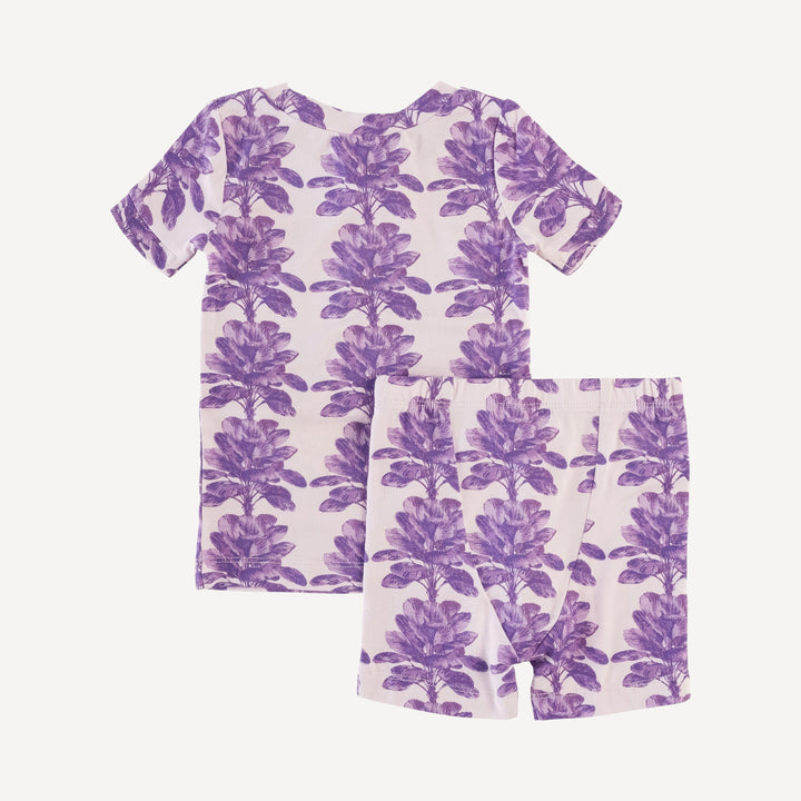 short sleeve crew neck shortie pj set | orchid palm | bamboo