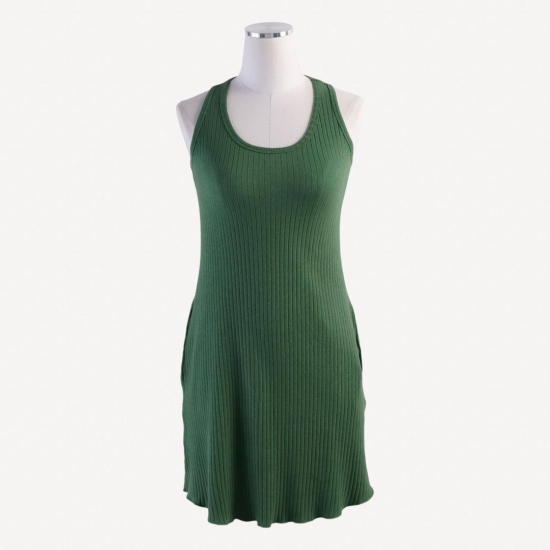 womens tank nightie | myrtle green | organic cotton wide rib