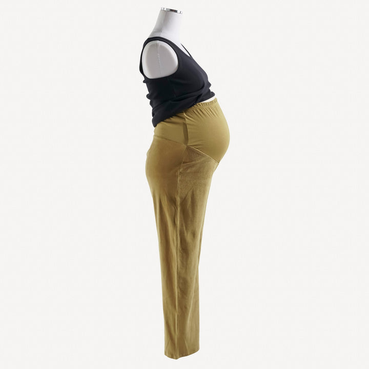 womens maternity wide leg pants | fennel | organic cotton velour