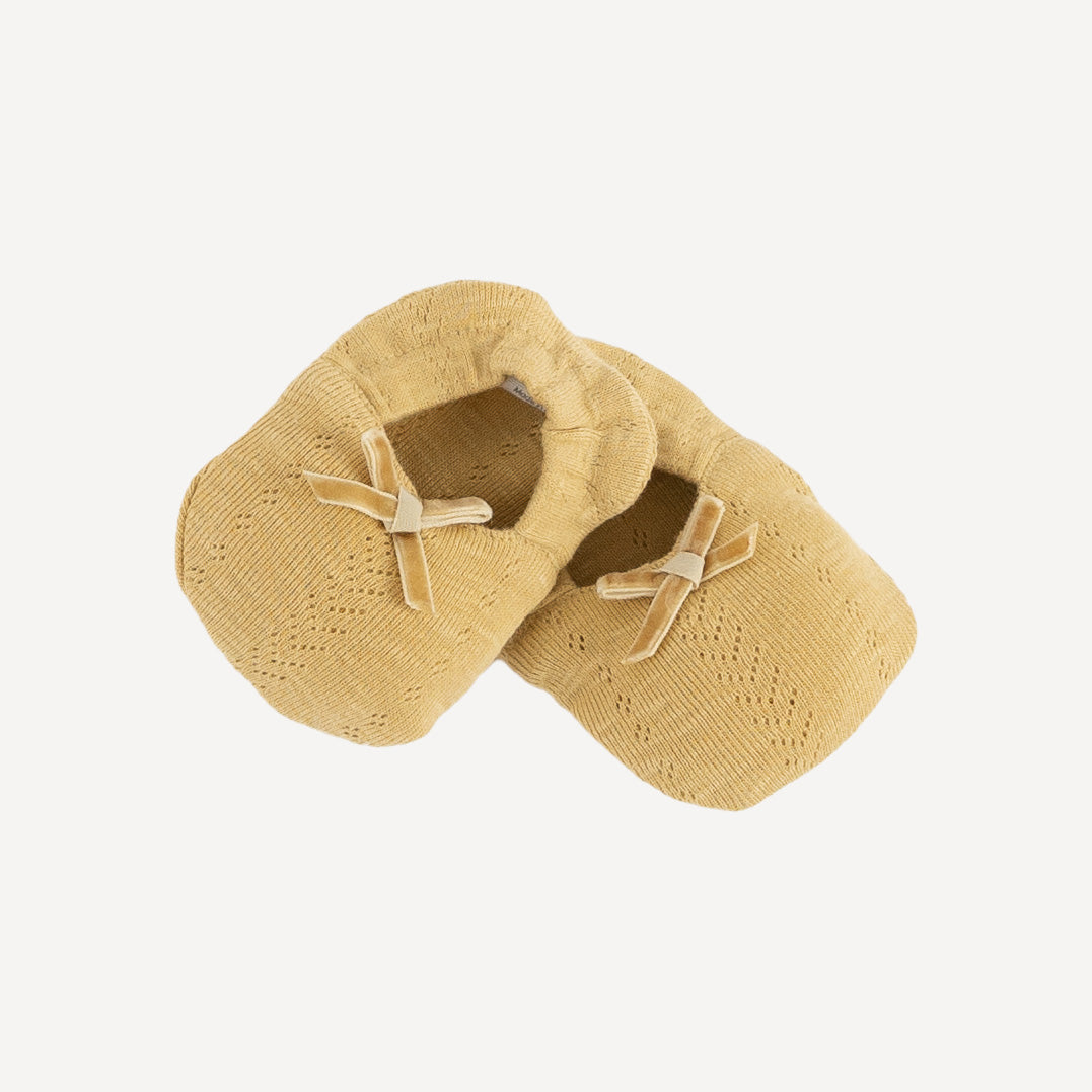 mini bow booties | corn husk  | organic pointelle